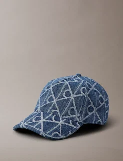 All-over embleem logo denim baseballpet