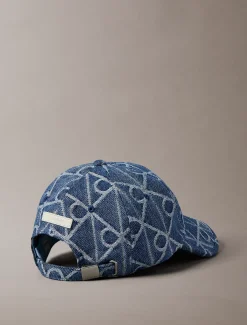 All-over embleem logo denim baseballpet