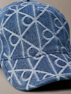 All-over embleem logo denim baseballpet