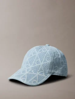 All-over embleem logo denim baseballpet