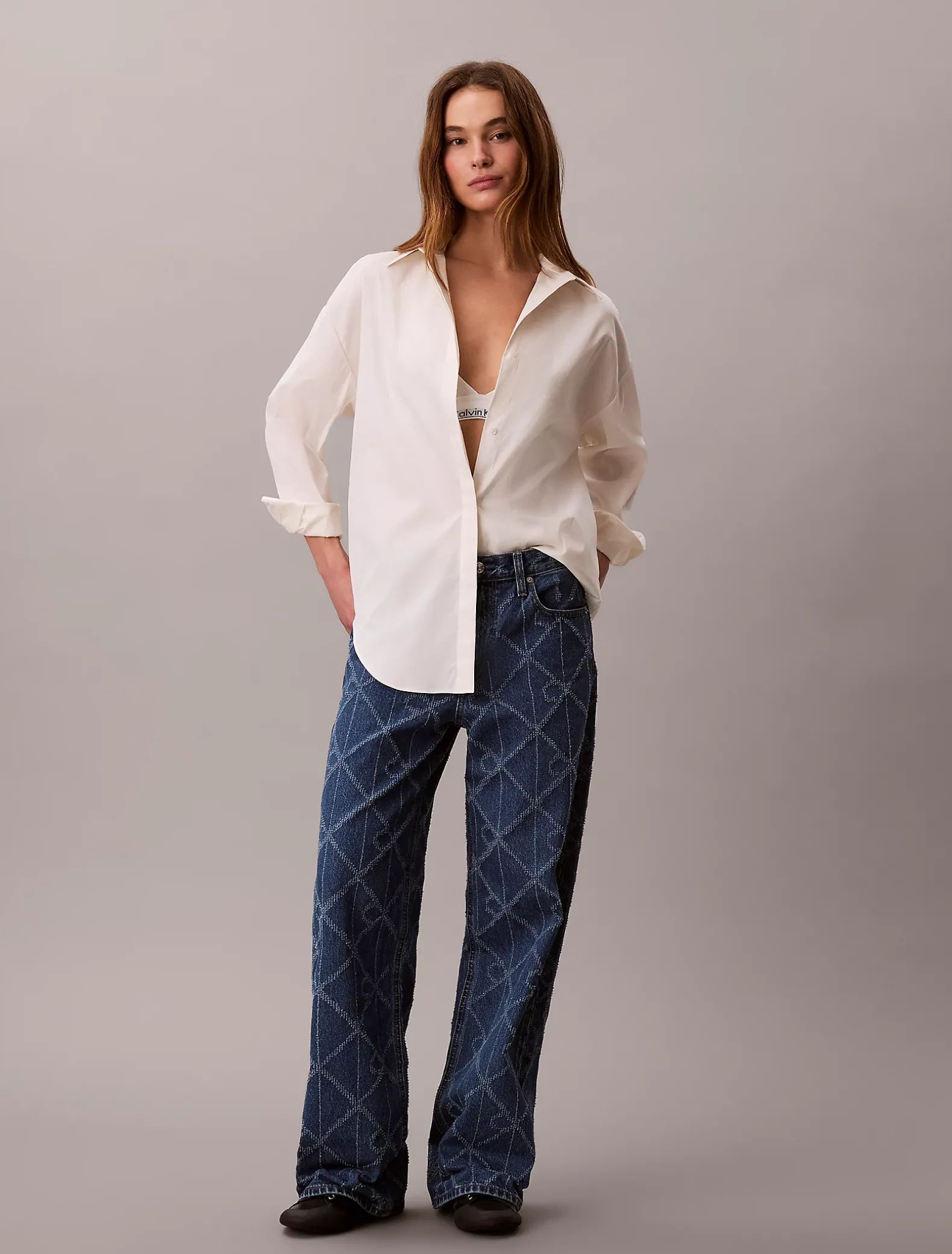 Allover Monogram Low Rise Baggy Jeans