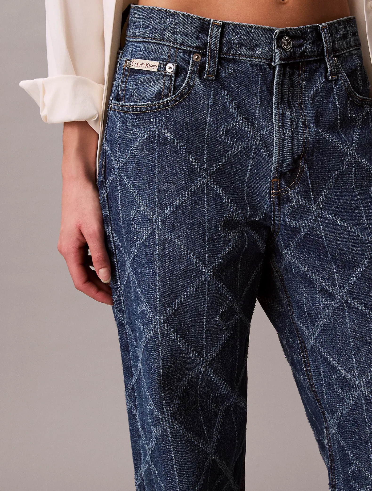 Allover Monogram Low Rise Baggy Jeans