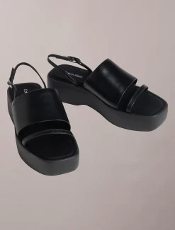 Amelia - Leren plateau sandalen
