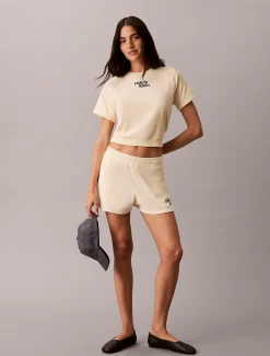 Badstoffen cropped top met korte mouwen