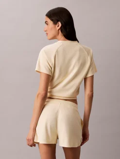 Badstoffen cropped top met korte mouwen