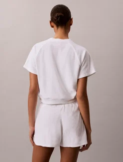 Badstoffen cropped top met korte mouwen
