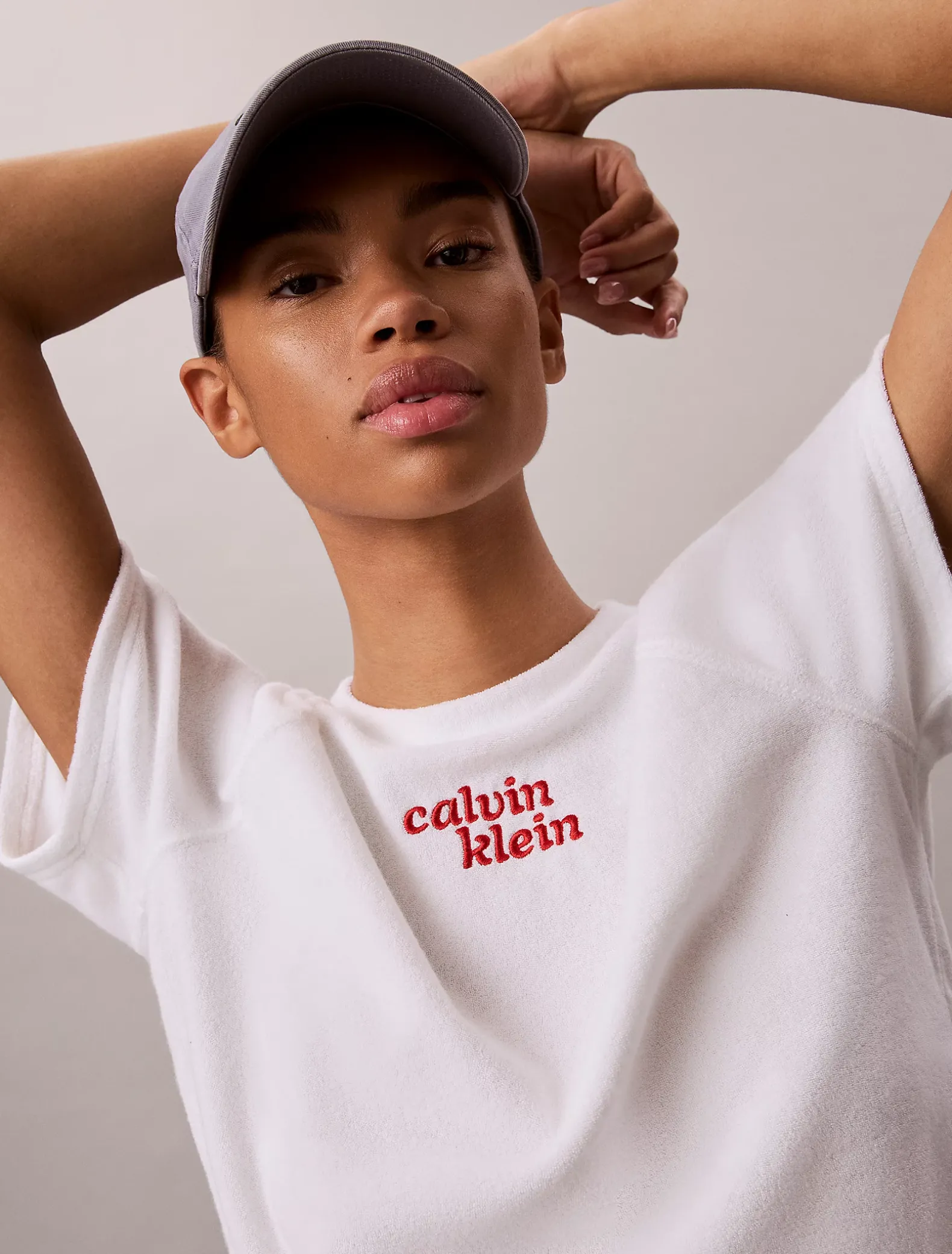 Badstoffen cropped top met korte mouwen