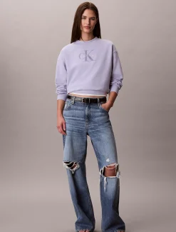Badstoffen monologo sweatshirt met ronde hals