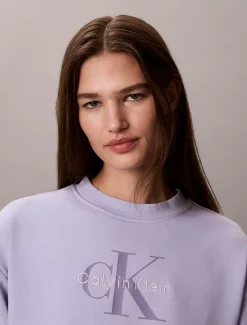Badstoffen monologo sweatshirt met ronde hals