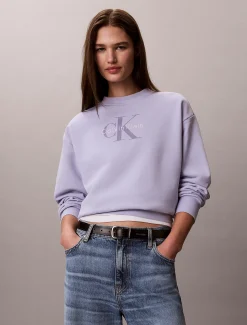 Badstoffen monologo sweatshirt met ronde hals