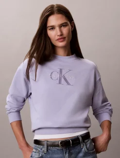 Badstoffen monologo sweatshirt met ronde hals
