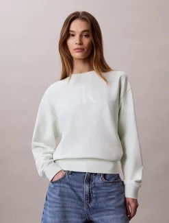 Badstoffen monologo sweatshirt met ronde hals