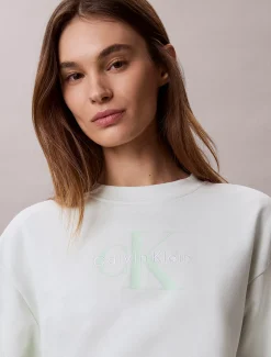 Badstoffen monologo sweatshirt met ronde hals