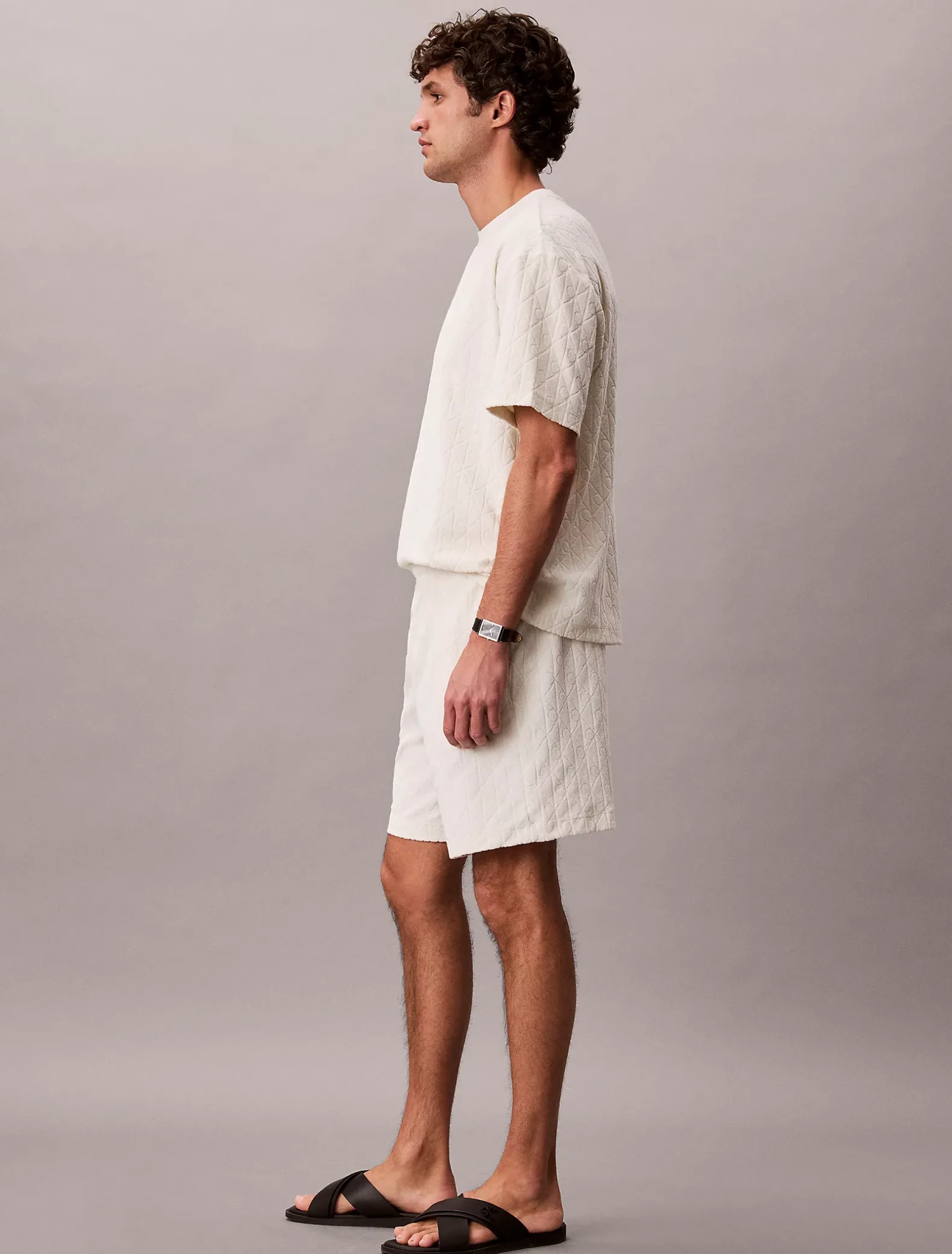 Badstoffen short met logo embleem