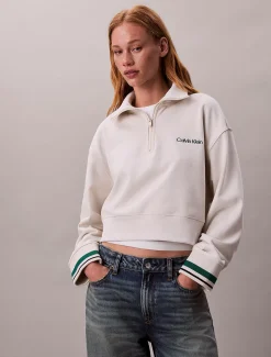 Badstoffen sweatshirt mt 1/4 rits