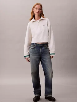 Badstoffen sweatshirt mt 1/4 rits