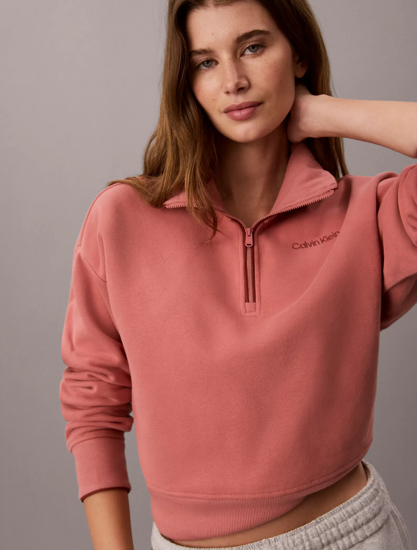 Badstoffen sweatshirt mt 1/4 rits