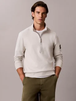 Badstofkatoenen sweatshirt met kwartrits
