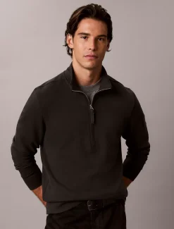 Badstofkatoenen sweatshirt met kwartrits