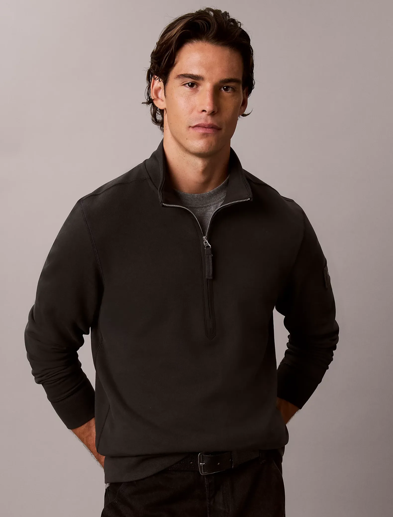 Badstofkatoenen sweatshirt met kwartrits