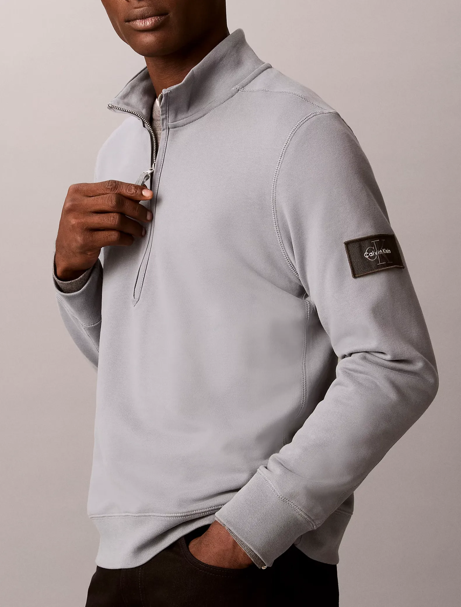 Badstofkatoenen sweatshirt met kwartrits