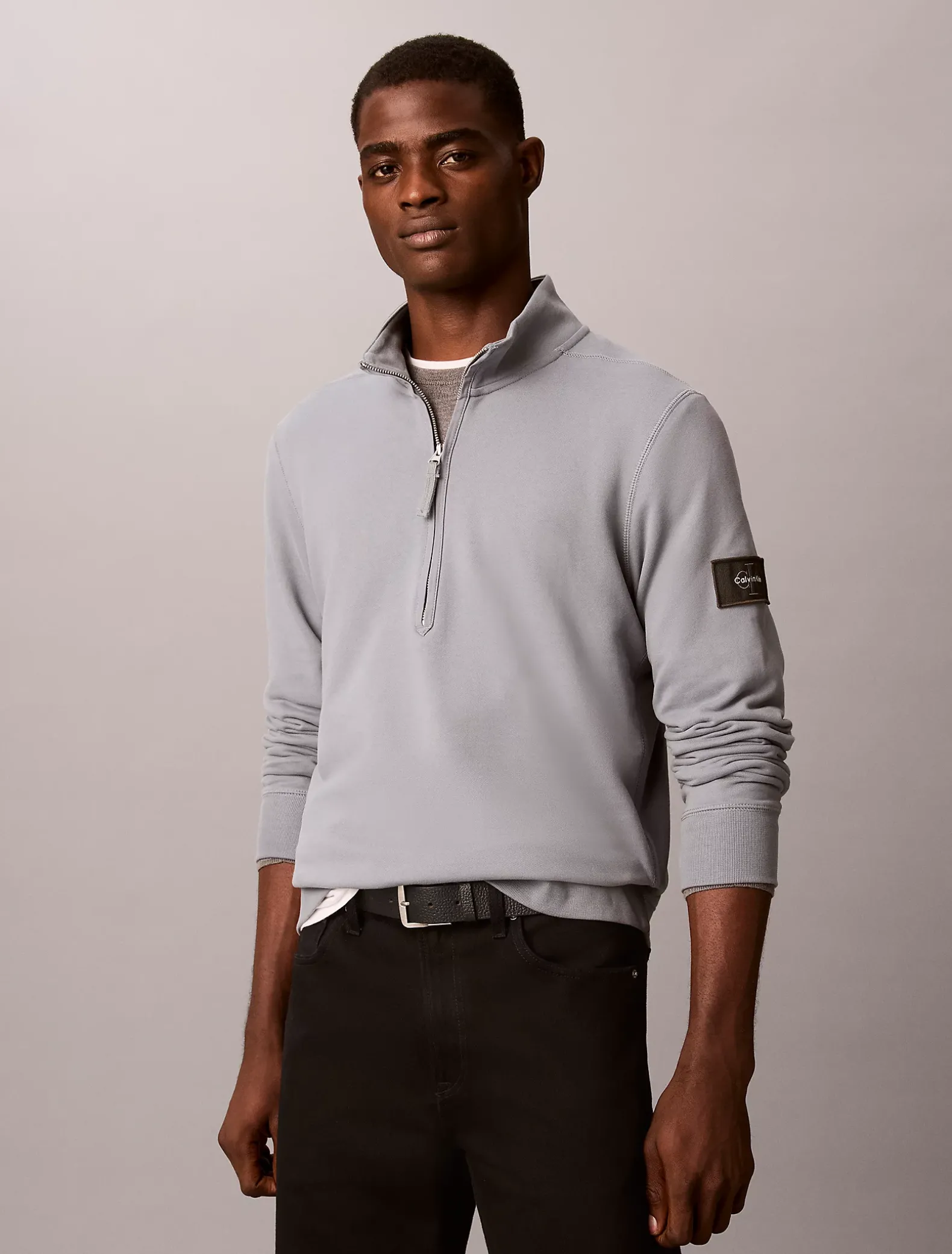 Badstofkatoenen sweatshirt met kwartrits