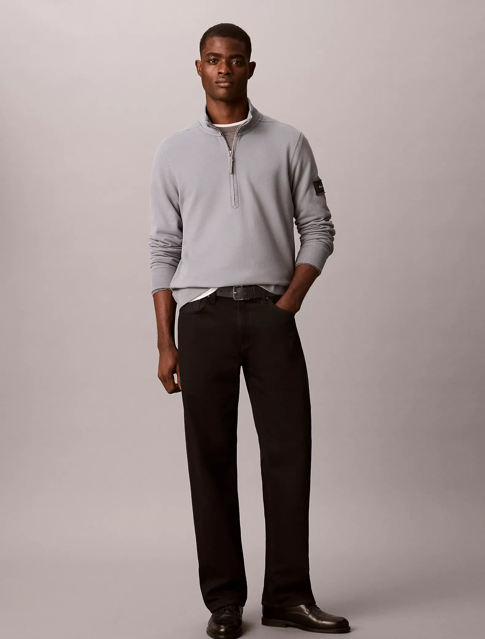 Badstofkatoenen sweatshirt met kwartrits