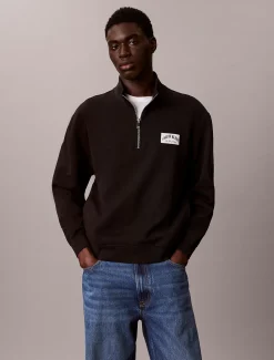 Badstofkatoenen sweatshirt met kwartrits