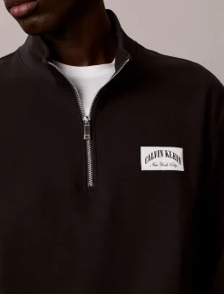 Badstofkatoenen sweatshirt met kwartrits