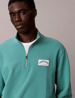 Badstofkatoenen sweatshirt met kwartrits