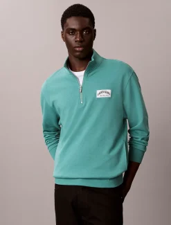 Badstofkatoenen sweatshirt met kwartrits