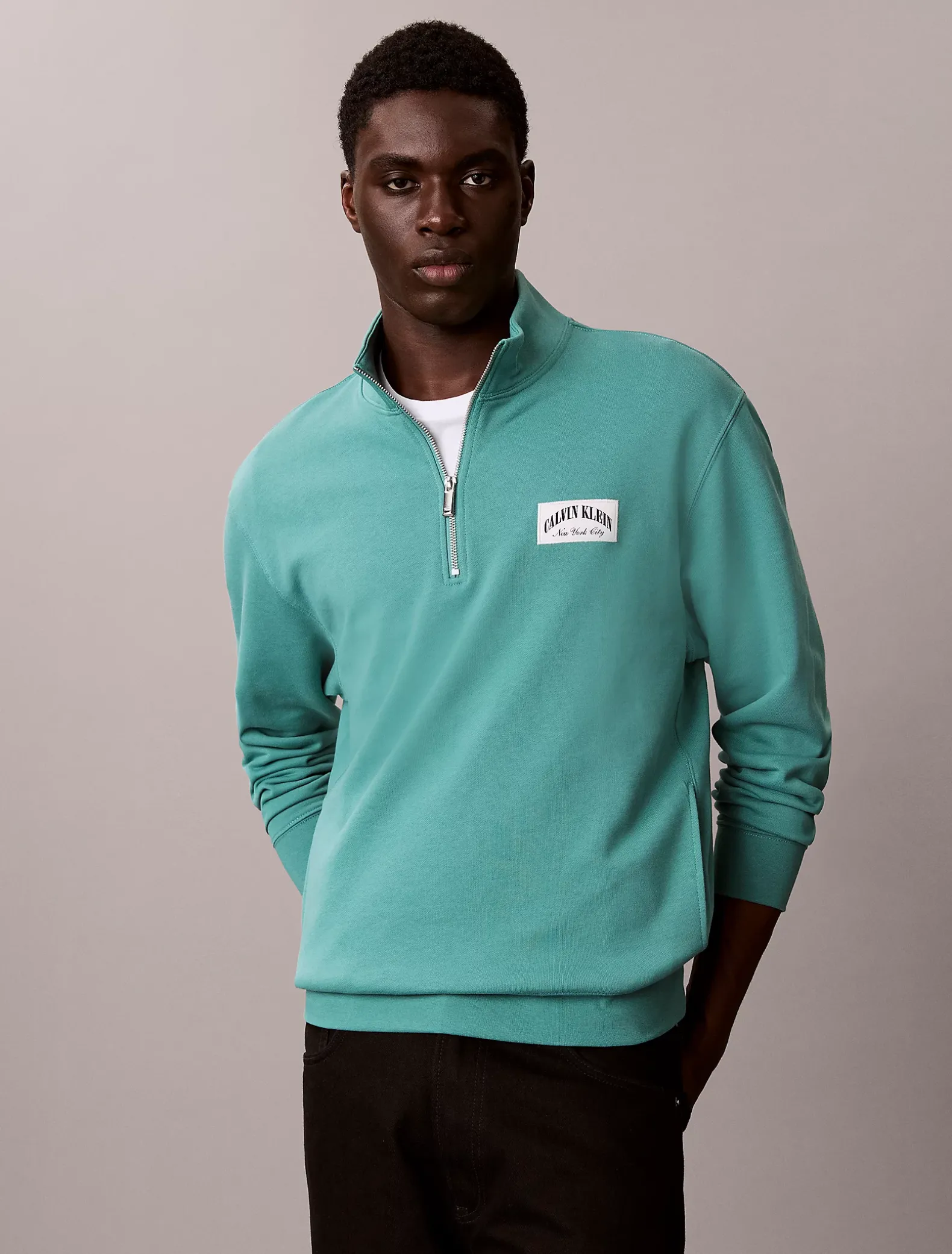 Badstofkatoenen sweatshirt met kwartrits