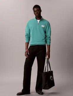 Badstofkatoenen sweatshirt met kwartrits