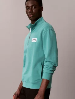 Badstofkatoenen sweatshirt met kwartrits
