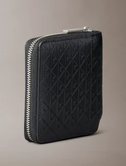Bifold portemonnee met rits en all-over monogram in reliëf