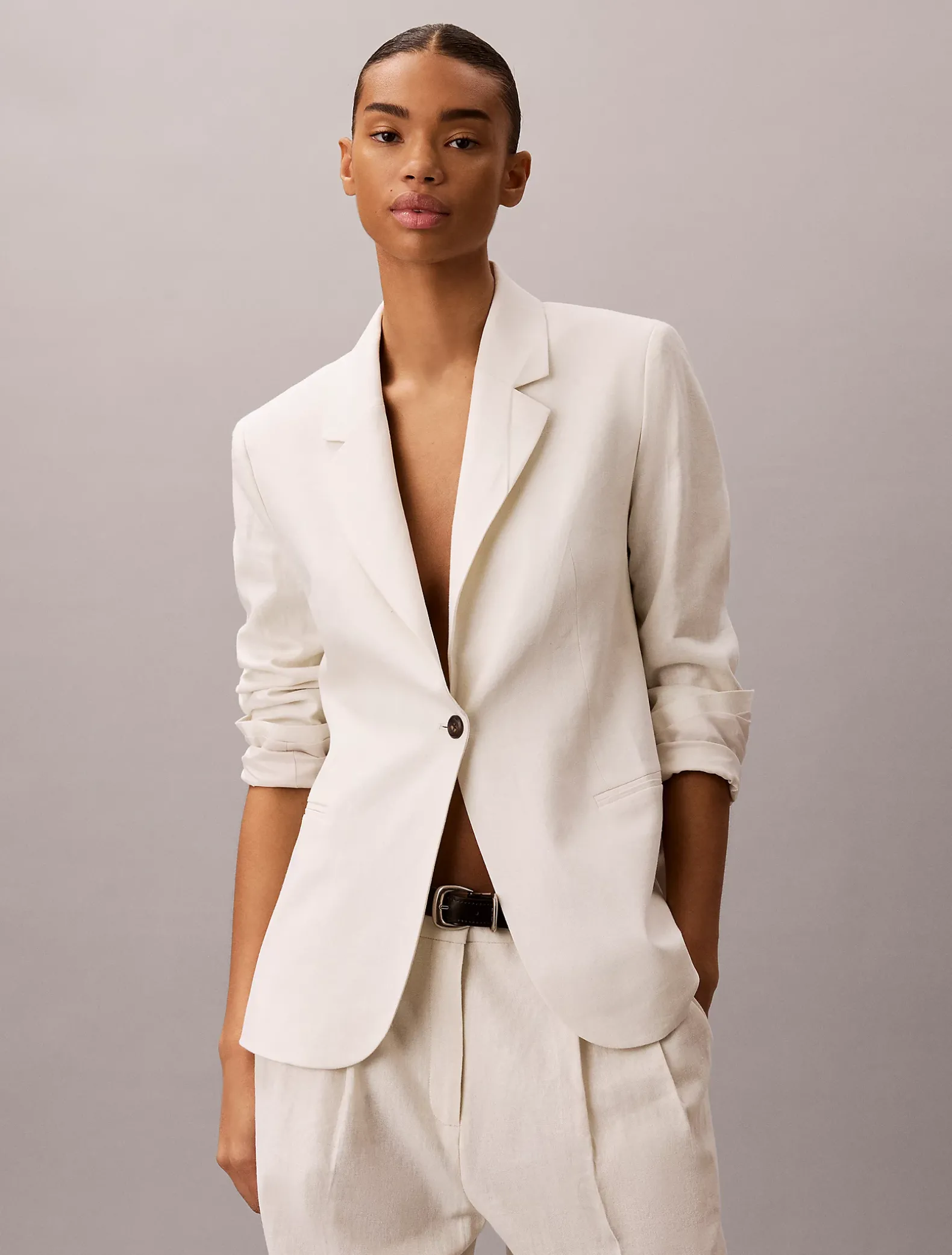 Blazer van linnenmix