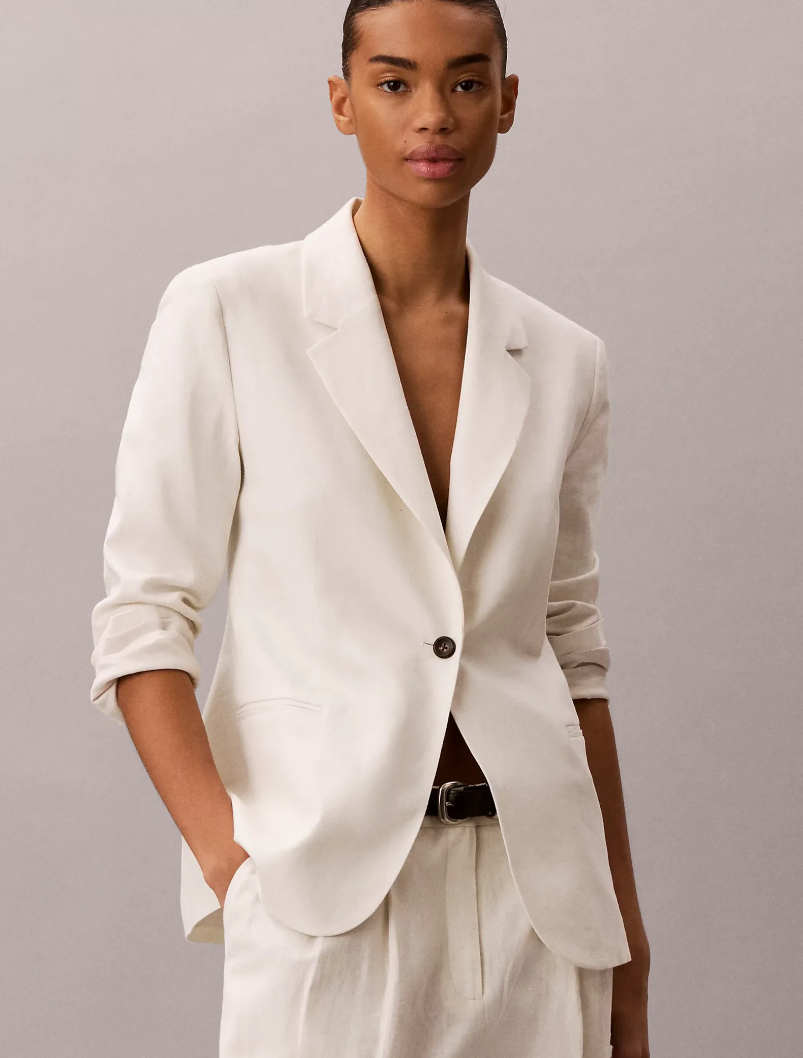 Blazer van linnenmix