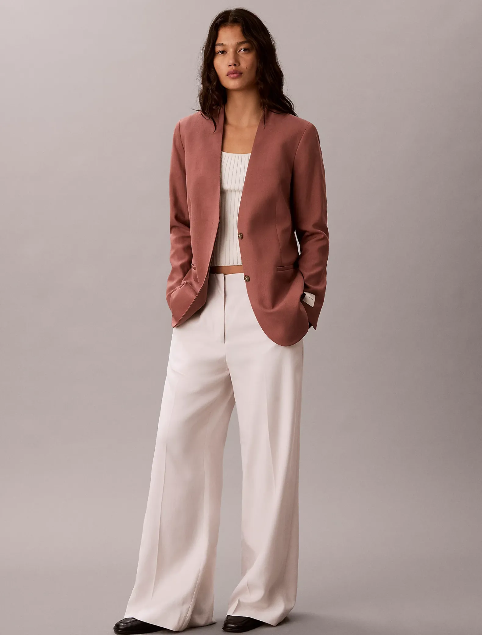 Blazer van lyocell-linnenmix