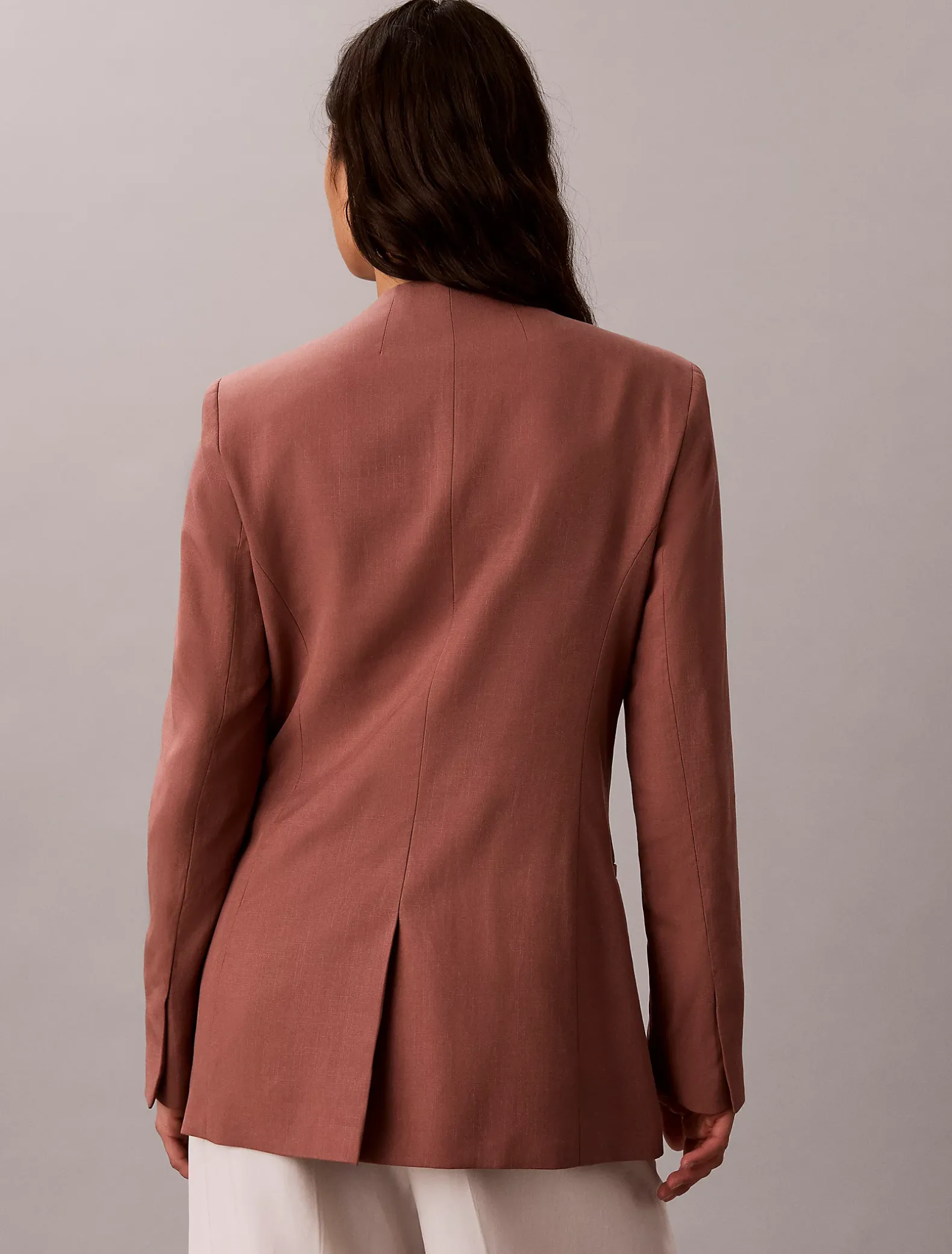 Blazer van lyocell-linnenmix
