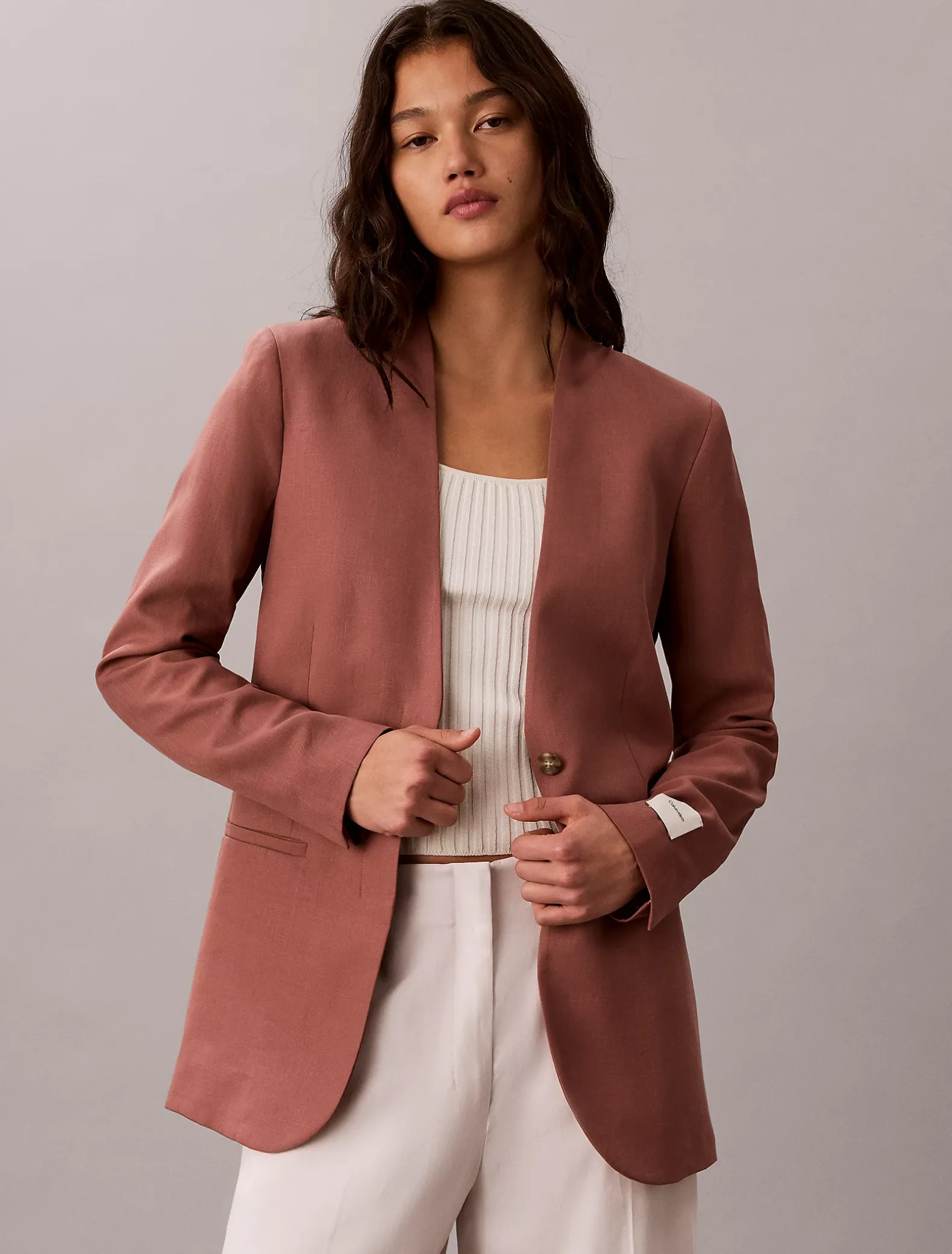 Blazer van lyocell-linnenmix