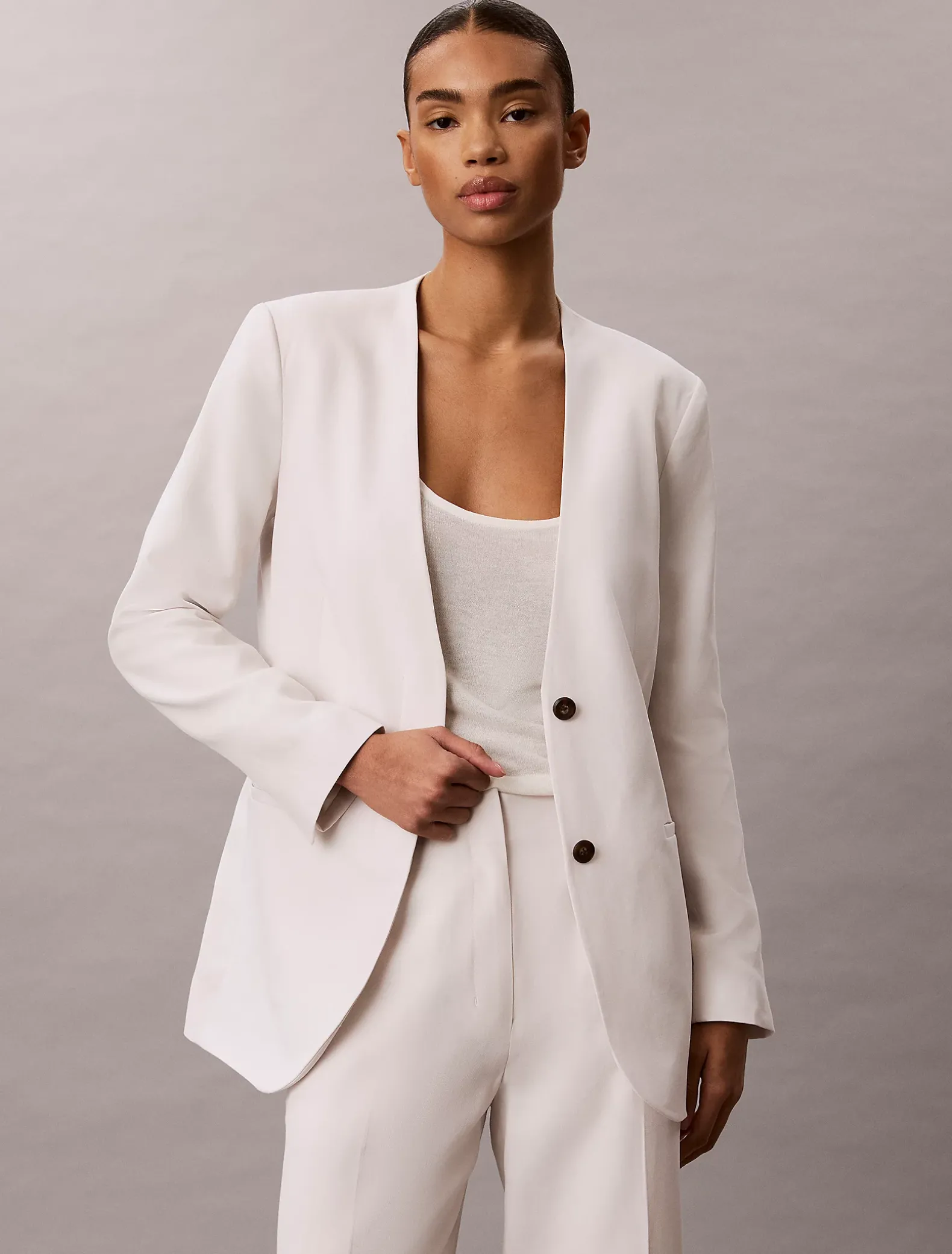 Blazer van lyocell-linnenmix