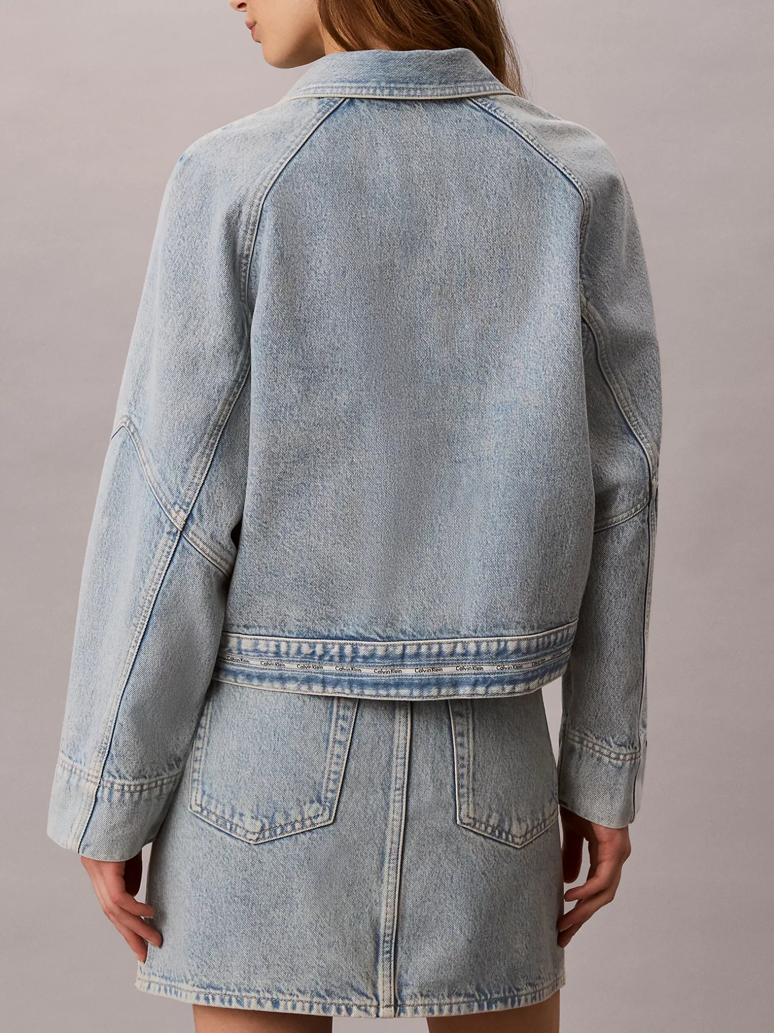 Boxy denimjack met logotape