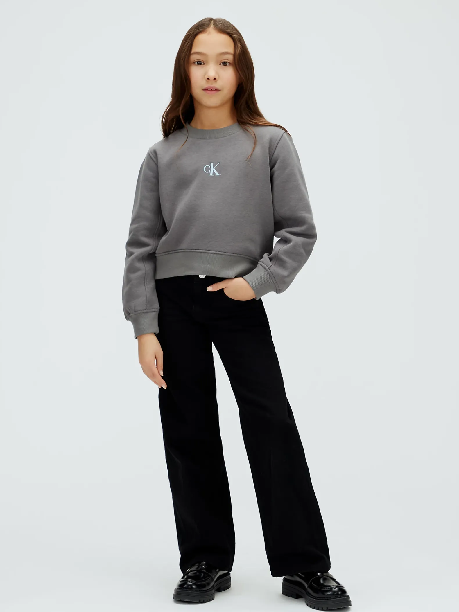 Boxy fleece sweatshirt met logo