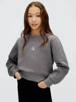 Boxy fleece sweatshirt met logo