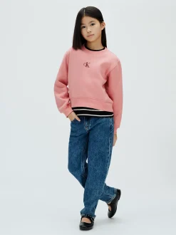 Boxy fleece sweatshirt met logo