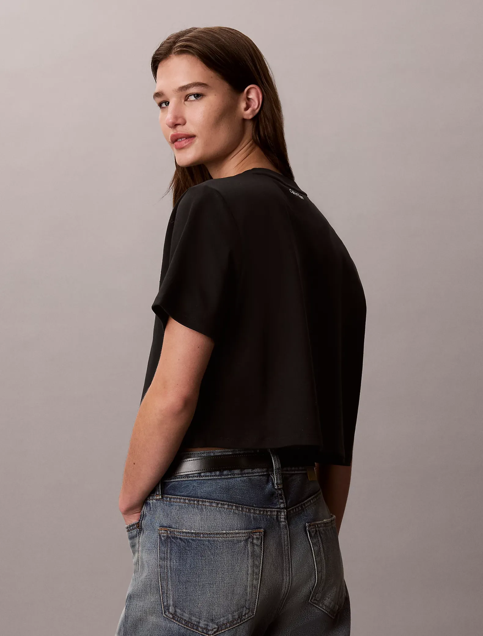 Boxy T-shirt met geborduurd logo
