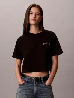 Boxy T-shirt met geborduurd logo
