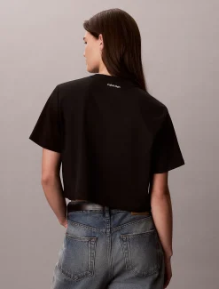 Boxy T-shirt met geborduurd logo