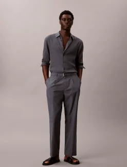 Broek met riem van katoen lyocell