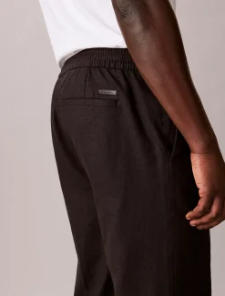 Broek met trekkoord van linnen katoen